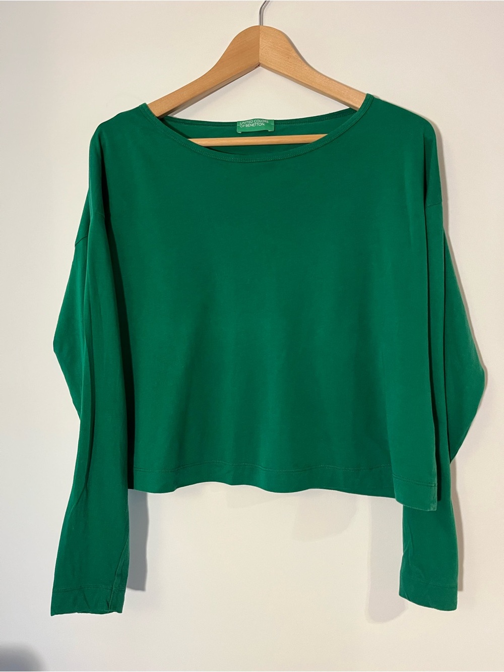 United Colors Of Benetton Bright Green Long Sleeve Crop Top